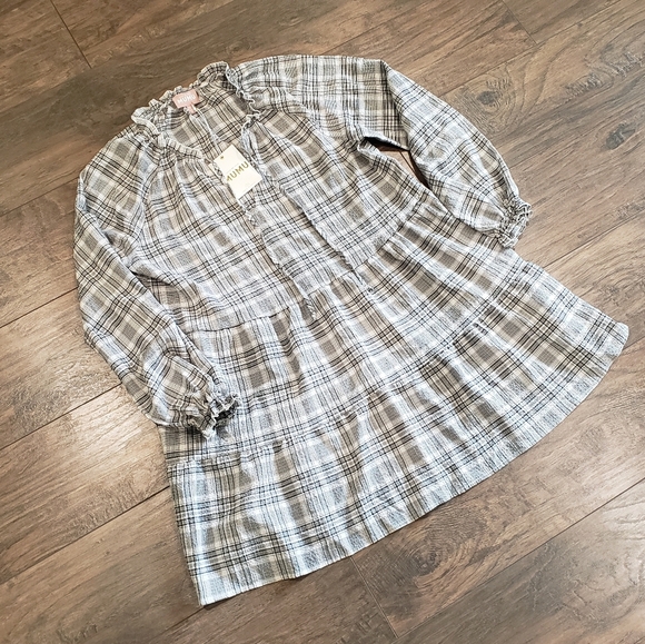 Show Me Your MuMu Dresses & Skirts - NWT Show Me Your MuMu Long Sleeve Plaid Mini Birdie Dress Size Large